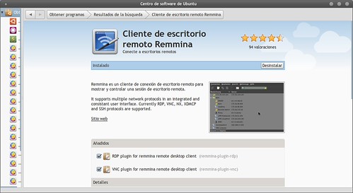 Centro de software de Ubuntu - Remmina