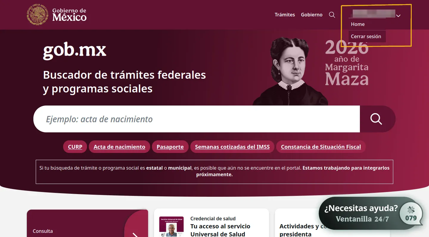 Este menú prácticamente solo sirve para cerrar la sesión.