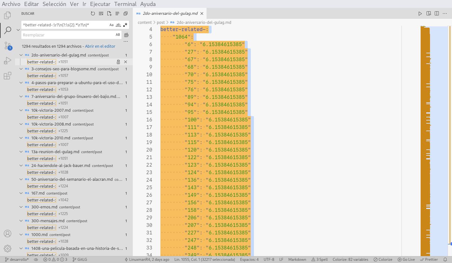 Líneas y líneas basura del plugin better related