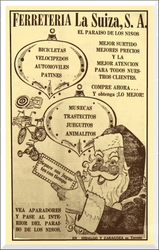 Comercio Lagunero / La Navidad Lagunera ANUNCIO DE FINALES DE LOS 60s DE LA F...