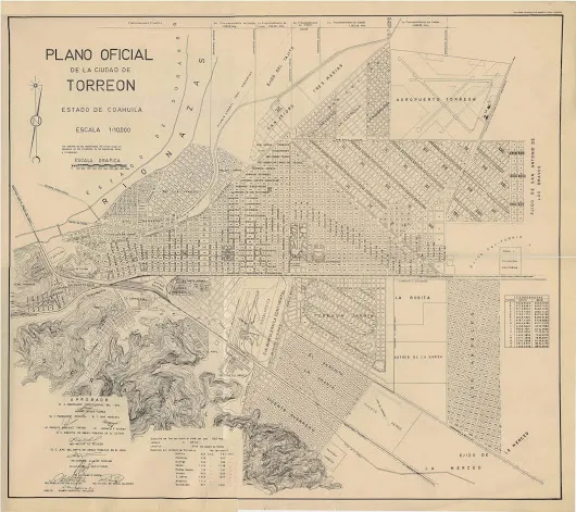 PLANO OFICIAL DE LA CIUDAD DE TORREÓN COAHUILA EN 1953  Plano perteneciente a...