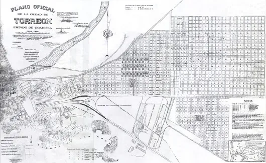 PLANO DE LA CIUDAD DE TORREÓN 1908  Ya lo habíamos subido, pero como el origi...