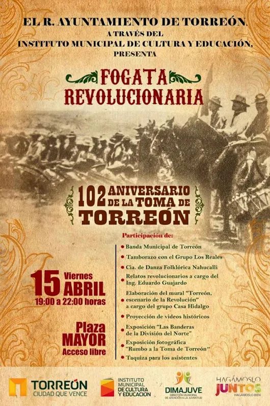 Instituto Municipal de Cultura y Educación Invita:  FOGATA REVOLUCIONARIA  Po...