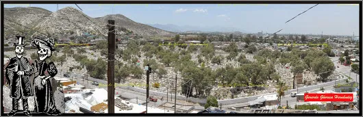 Desde las alturas del Cerro de la Cruz EL PANTEÓN MUNICIPAL  Vista del Panteó...