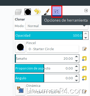 Opciones de herramienta ahora del lado derecho.