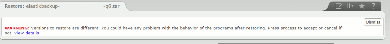 Warning Versions to restore are different