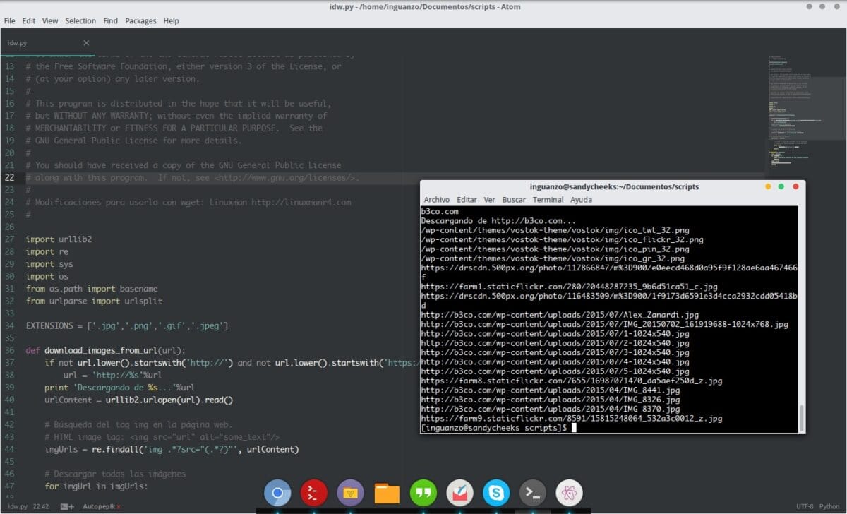idw script en python para descargar imágenes