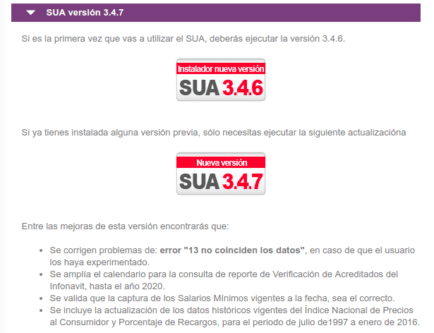 Descargar SUA en el portal del INFONAVIT