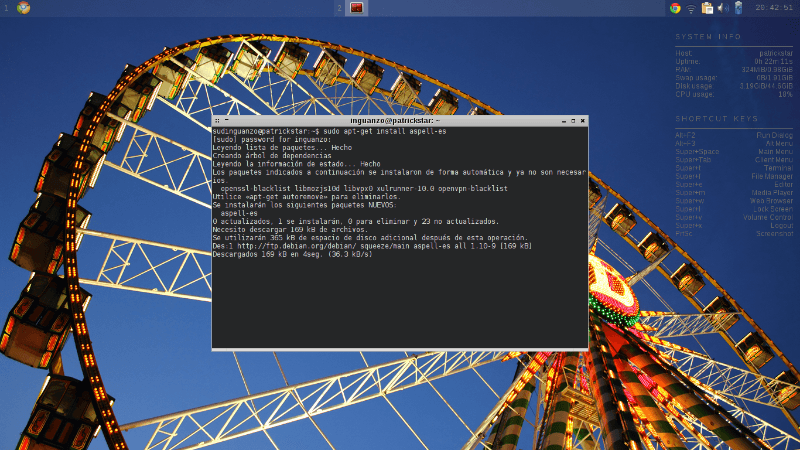 Instalando aspell en Crunchbang