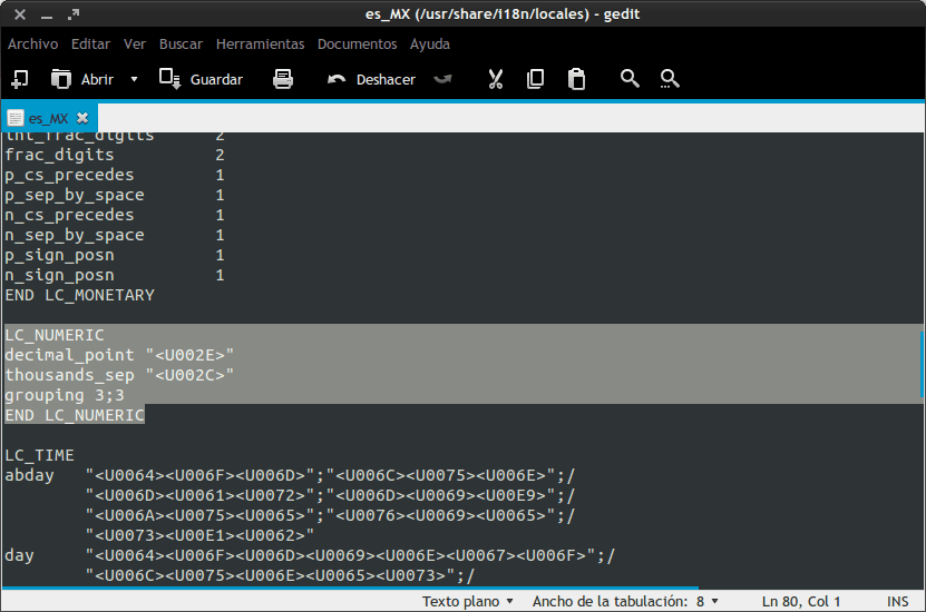 Editando el archivo es\_MX