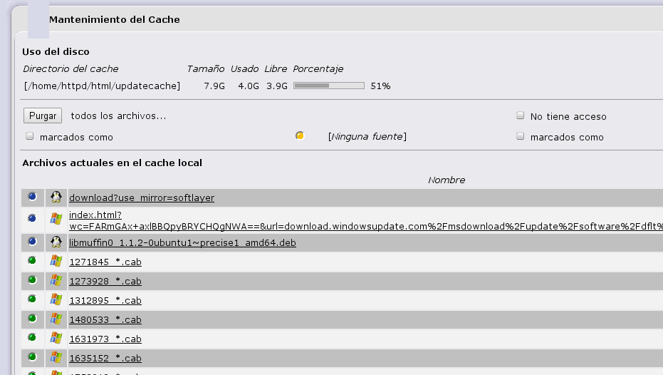Administración del caché