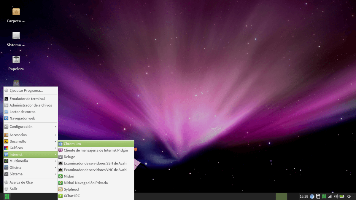 Ambiente XFCE , ligero y potente.