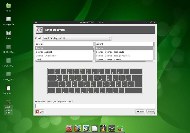Instalador gráfico de Manjaro