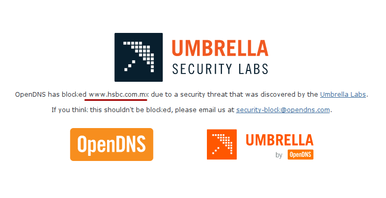 hsbc com mx opendns malware