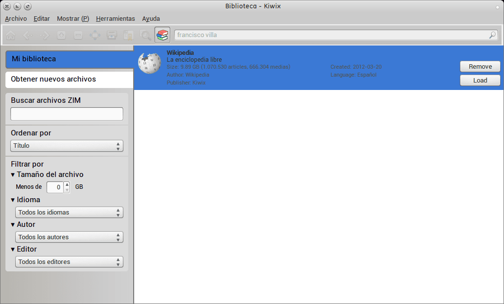 Biblioteca - Contenido en español de la wikipedia