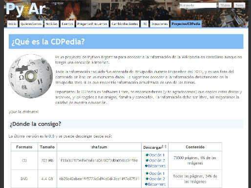 Página del proyecto CDPedia.