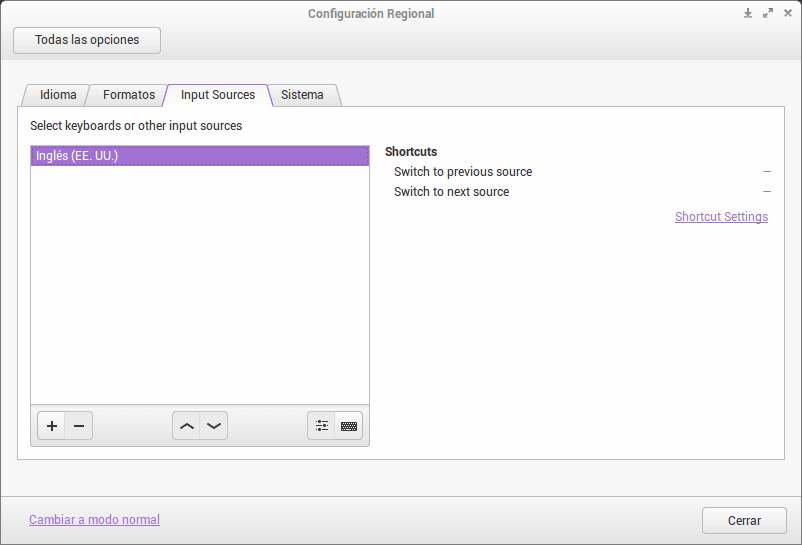 Configuración Regional de Cinnamon