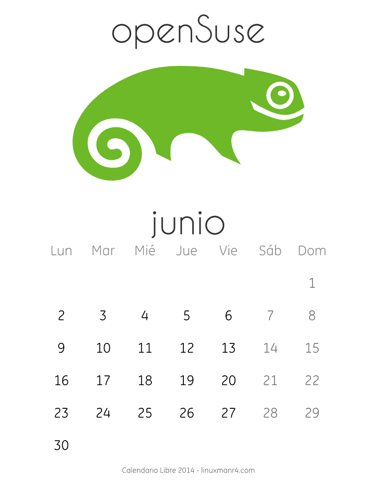 Calendario Libre 2014 Junio openSuse