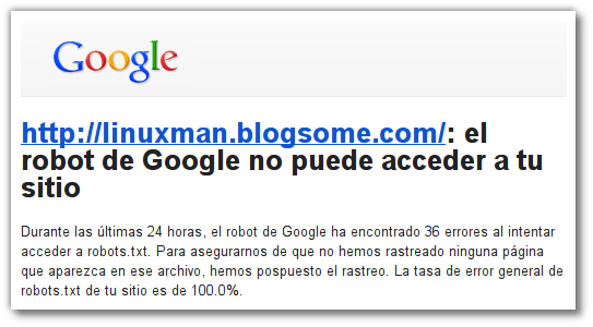 El robot de google no puede acceder a mi sitio