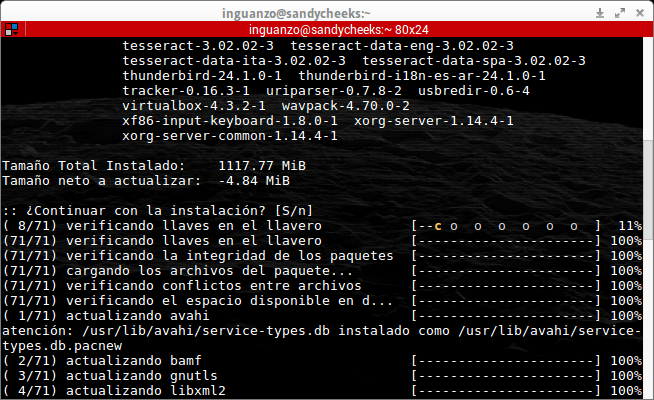 actualización de manjaro ya sin conflictos