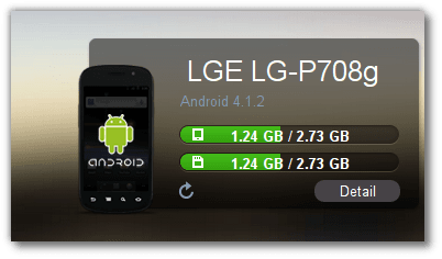 AirDroid mostrando el tamaño disponible