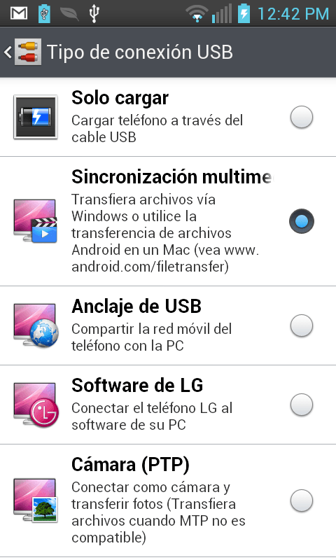 Sincronización multimedia MTP