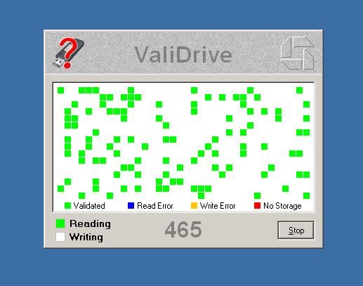 Validrive haciendo pruebas para detectar memorias USB falsas.