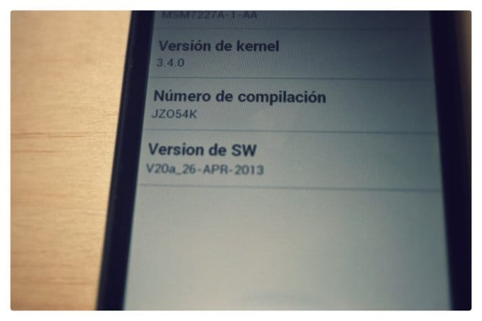 versión del software lg p708g