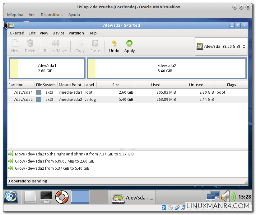 Cambios en las particiones