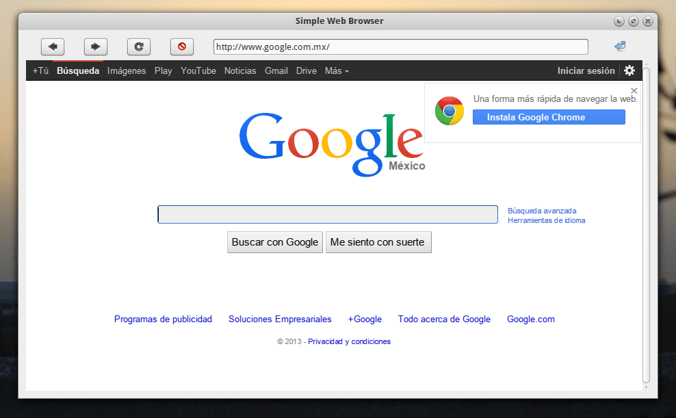 Un navegador muy minimalista