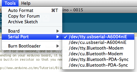 Arduino - Selección del puerto serial