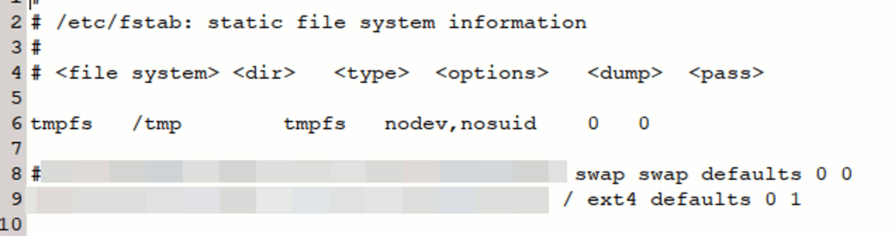 fstab desactivar swap