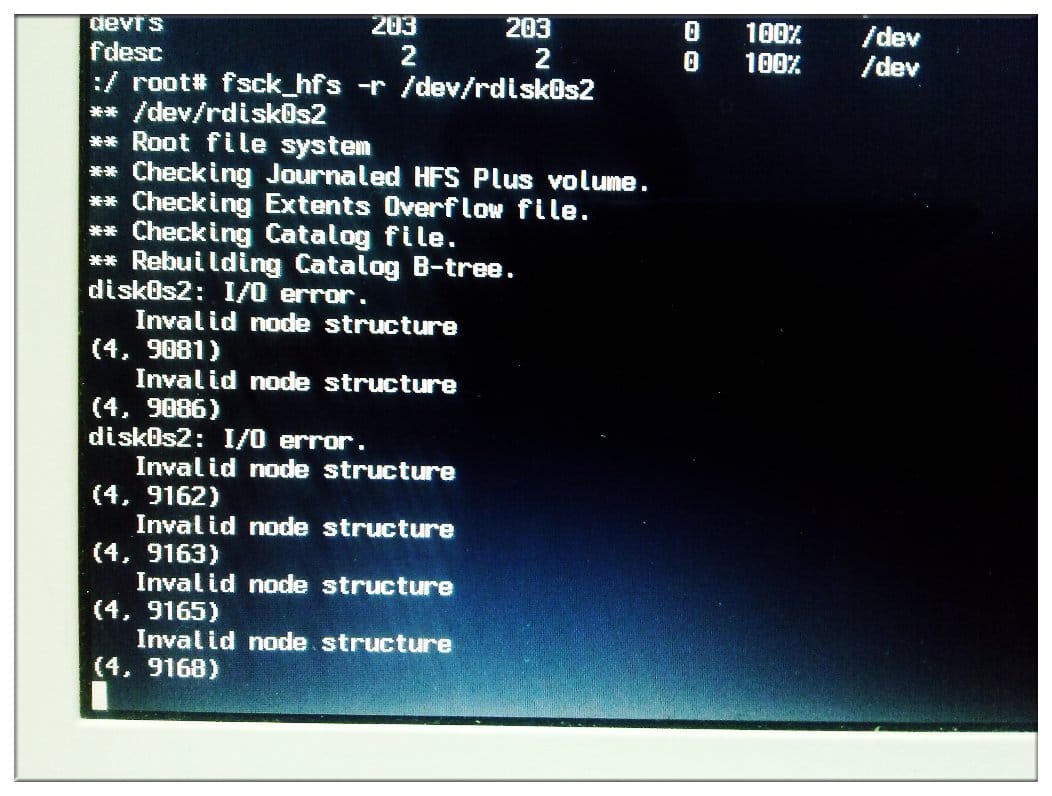 Ejecutando el comando fsck\_hfs - macbook lenta solución
