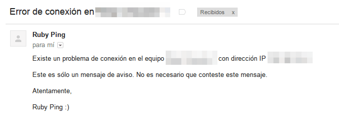 mensaje de correo rubyping