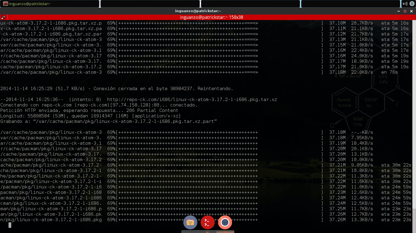 pacman wget - conexión cerrada