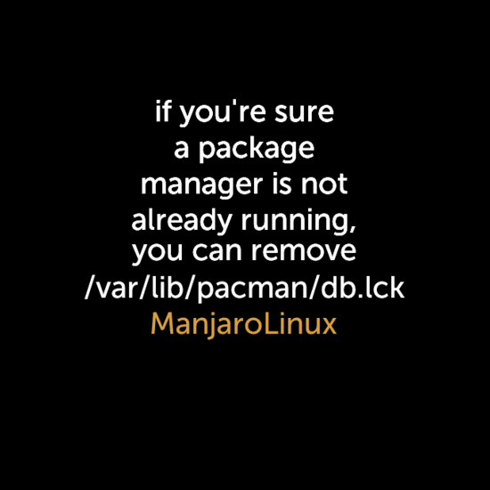 if you’re sure a package manager is not already running, you can remove /var/lib/pacman/db.lck