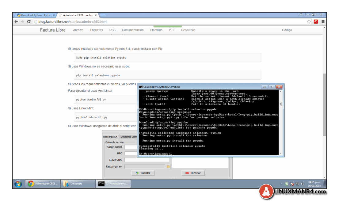 Instalando selenium y pygubu