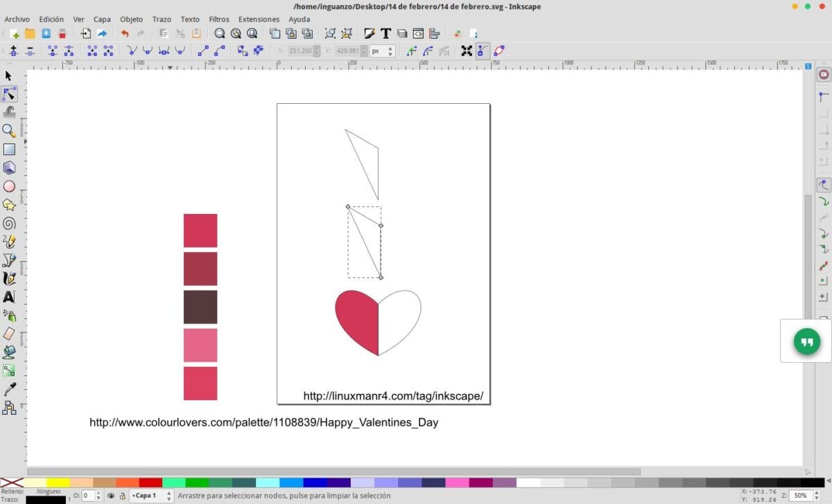 Construcción de un corazón en Inkscape