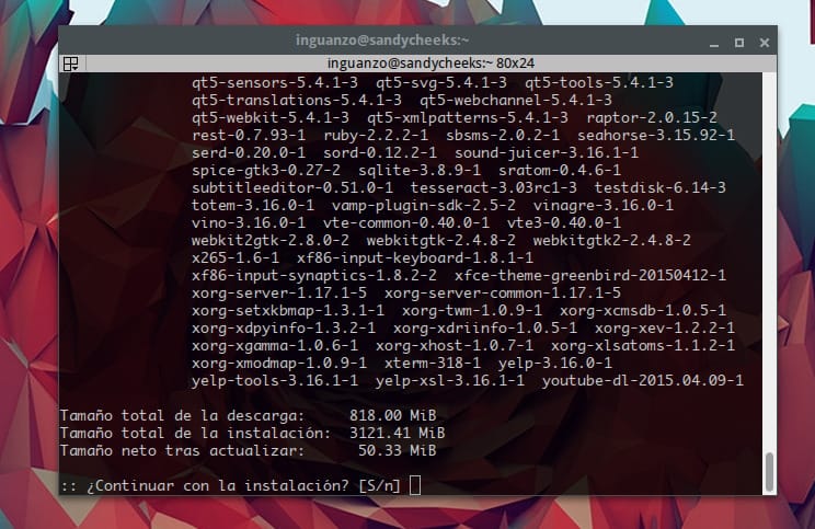 Actualización del sistema - Manjaro abril 2015