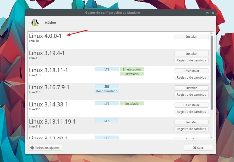 disponible el kernel 4 en manjaro