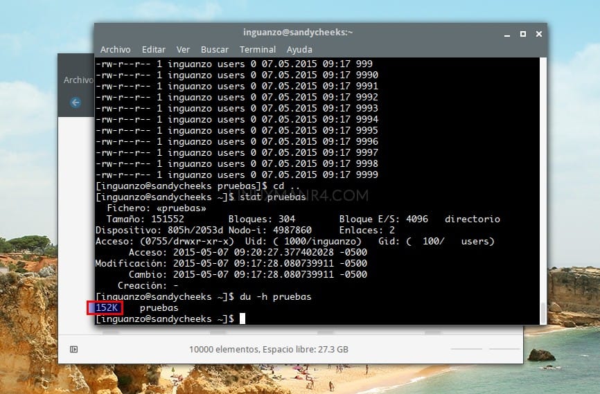 Muchos archivos pequeños ocupan poco espacio