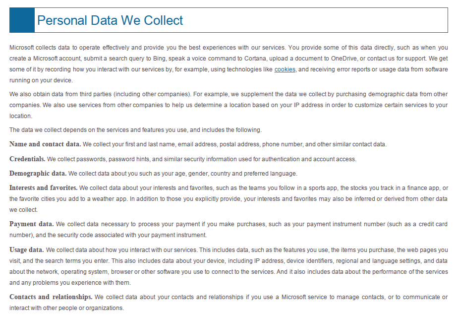 La información que va a parar a Microsoft solamente por usar Windows 10