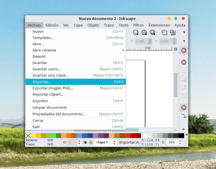 Importar una imagen a Inkscape