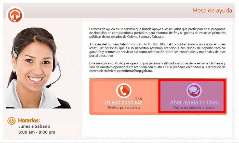 Chat de la mesa de ayuda