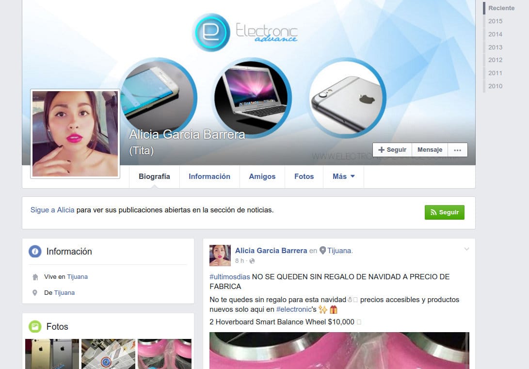 perfil en facebook de Alicia Garcia Barrera