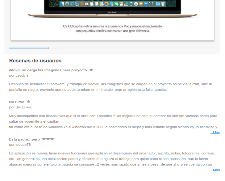 Comentarios sobre la actualización a El Capitan
