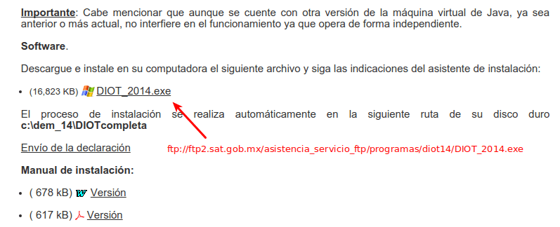 Página del SAT oficial para descargar el programa DIOT