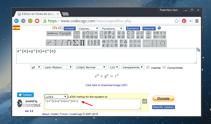 Editor en línea de ecuaciones