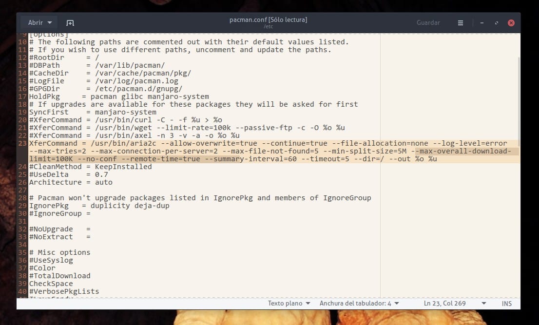 pacman.conf con aria2