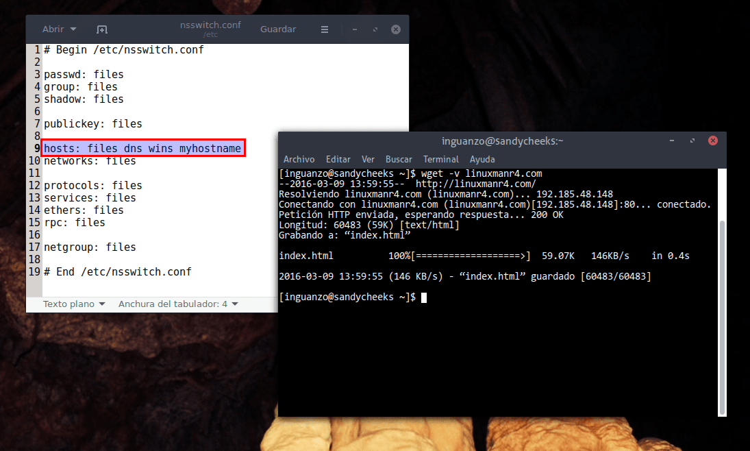 problema con el dns y wget solucionado